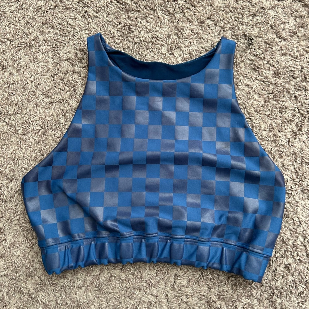 Peloton Blue Patterned Activewear Top